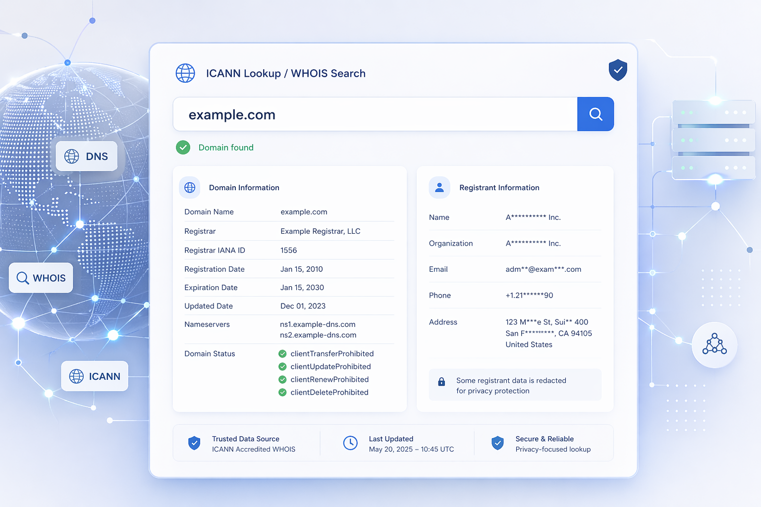 ICANN lookup and WHOIS search tool