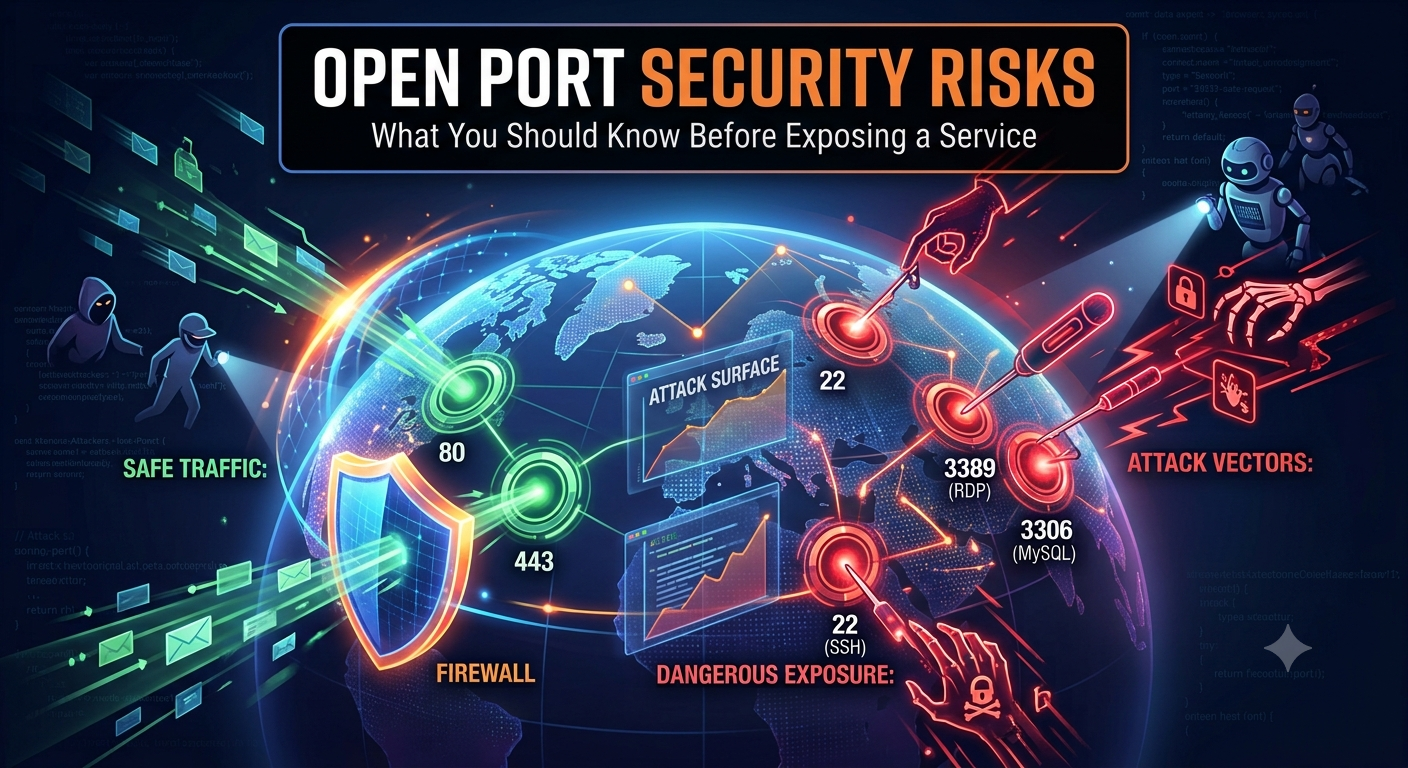 Open port security risks and exposed network services